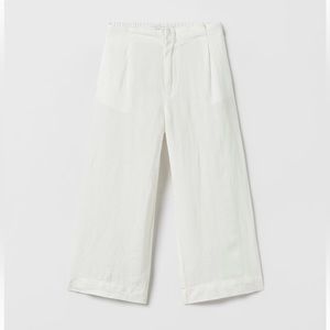 NWT Zara Kids White Linen Pleated Pants, Size 13-14